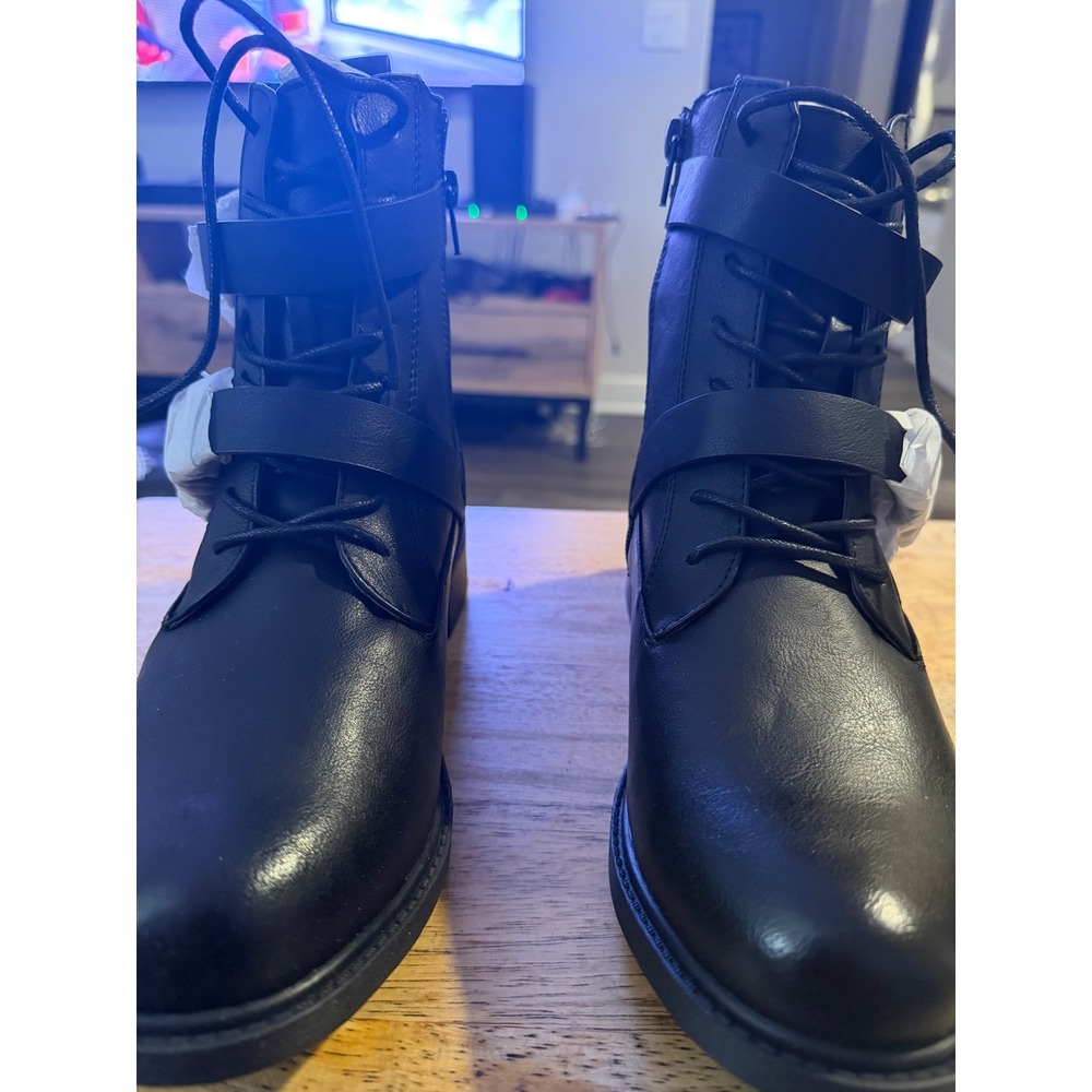 Torrid Black Tonal Hardware Combat Boots Womens Size 9 W Double Buckle Strap - Picture 2 of 8